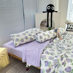 Bộ Chăn Ga Cotton Linen MARK HOME Tulip Tím - Purple