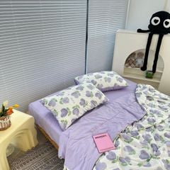 Bộ Chăn Ga Cotton Linen MARK HOME Tulip Tím - Purple