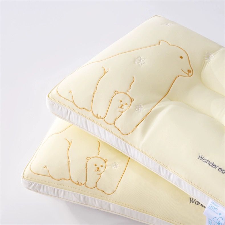 RUỘT GỐI ĐỊNH HÌNH COOLGEL LATEX THÊU HỌA GẤU TRẮNG BẮC CỰC SIZE 48*74CM