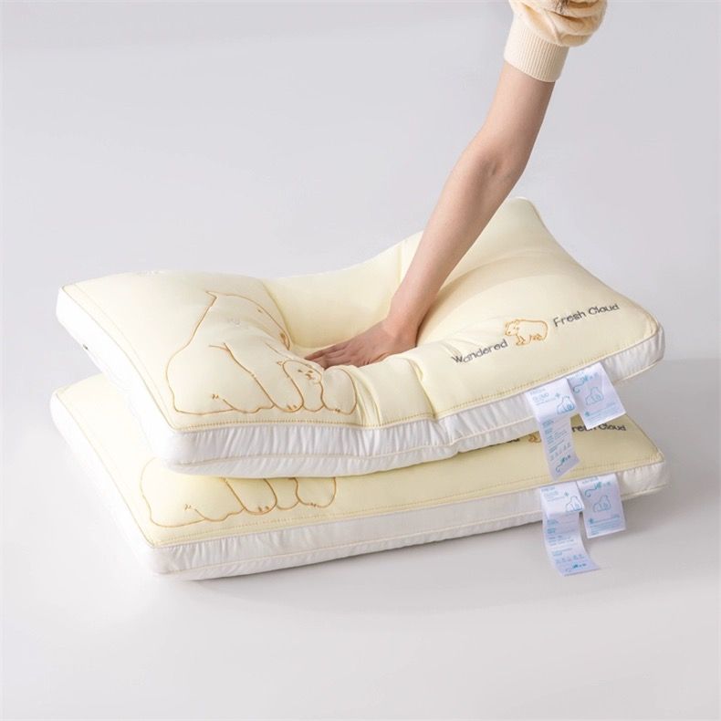 RUỘT GỐI ĐỊNH HÌNH COOLGEL LATEX THÊU HỌA GẤU TRẮNG BẮC CỰC SIZE 48*74CM