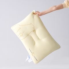 RUỘT GỐI ĐỊNH HÌNH COOLGEL LATEX THÊU HỌA GẤU TRẮNG BẮC CỰC SIZE 48*74CM