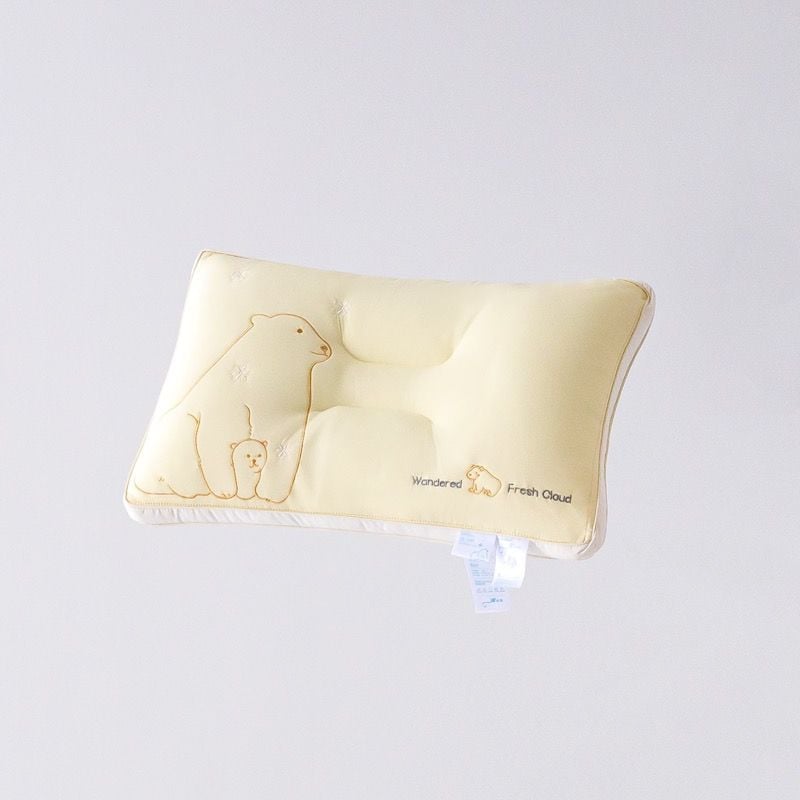 RUỘT GỐI ĐỊNH HÌNH COOLGEL LATEX THÊU HỌA GẤU TRẮNG BẮC CỰC SIZE 48*74CM