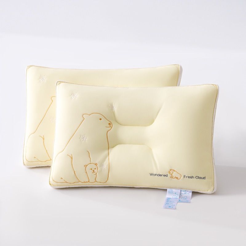 RUỘT GỐI ĐỊNH HÌNH COOLGEL LATEX THÊU HỌA GẤU TRẮNG BẮC CỰC SIZE 48*74CM