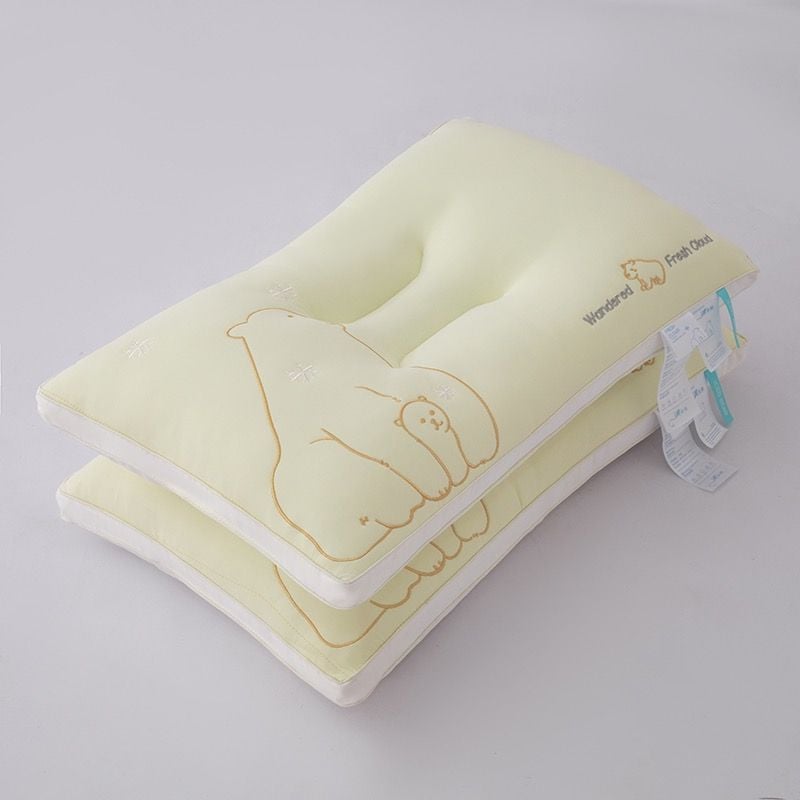 RUỘT GỐI ĐỊNH HÌNH COOLGEL LATEX THÊU HỌA GẤU TRẮNG BẮC CỰC SIZE 48*74CM