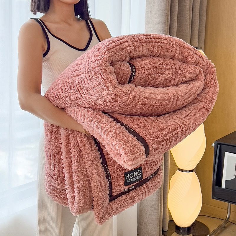 Home Text Wool Blanket Chăn lông cừu dệt nổi 3D 1,6kg | Deep Pink Hồng Đậm