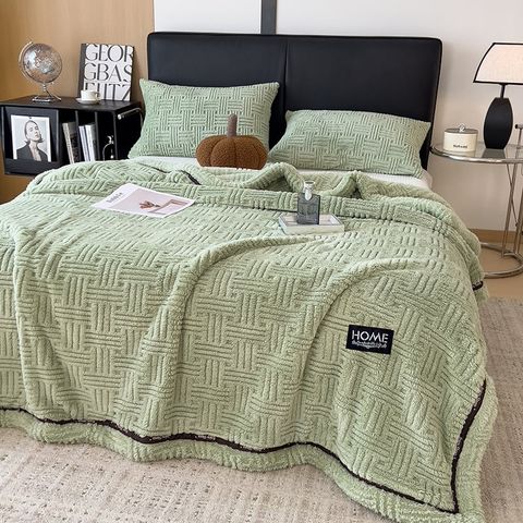 Home Text Wool Blanket Chăn lông cừu dệt nổi 3D 1,6kg | Matcha Green Trà Xanh