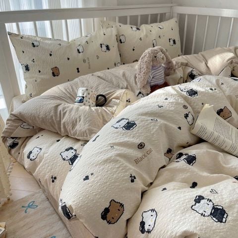 4Pcs PreCloud Linen | Set Đũi Xu Kem Style trẻ trung hiện đại | ID 4PCSPRECLOUD52