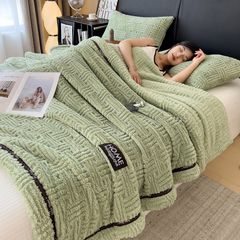Home Text Wool Blanket Chăn lông cừu dệt nổi 3D 1,6kg | Matcha Green Trà Xanh