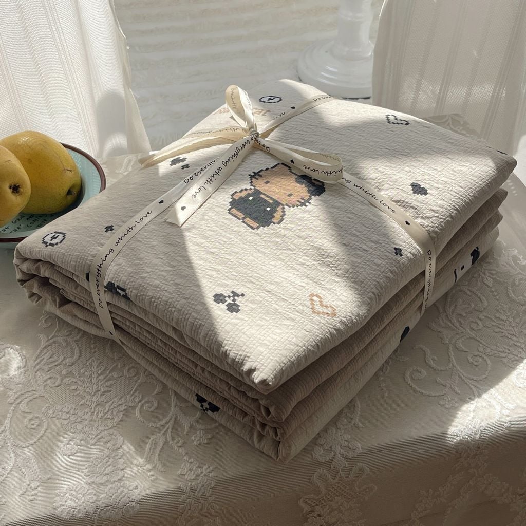 4Pcs PreCloud Linen | Set Đũi Xu Kem Style trẻ trung hiện đại | ID 4PCSPRECLOUD52