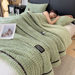 Home Text Wool Blanket Chăn lông cừu dệt nổi 3D 1,6kg | Matcha Green Trà Xanh