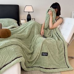 Home Text Wool Blanket Chăn lông cừu dệt nổi 3D 1,6kg | Matcha Green Trà Xanh