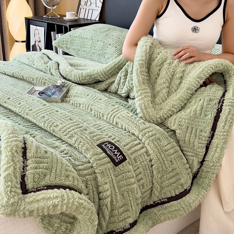 Home Text Wool Blanket Chăn lông cừu dệt nổi 3D 1,6kg | Matcha Green Trà Xanh