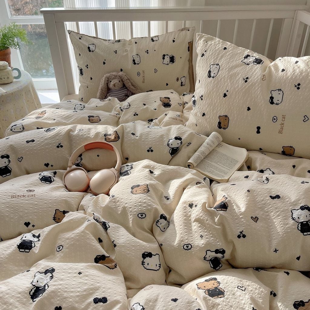 4Pcs PreCloud Linen | Set Đũi Xu Kem Style trẻ trung hiện đại | ID 4PCSPRECLOUD52