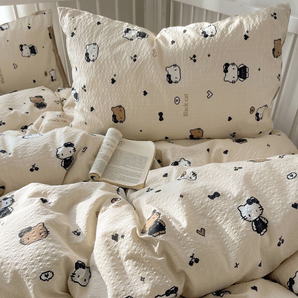 4Pcs PreCloud Linen | Set Đũi Xu Kem Style trẻ trung hiện đại | ID 4PCSPRECLOUD52