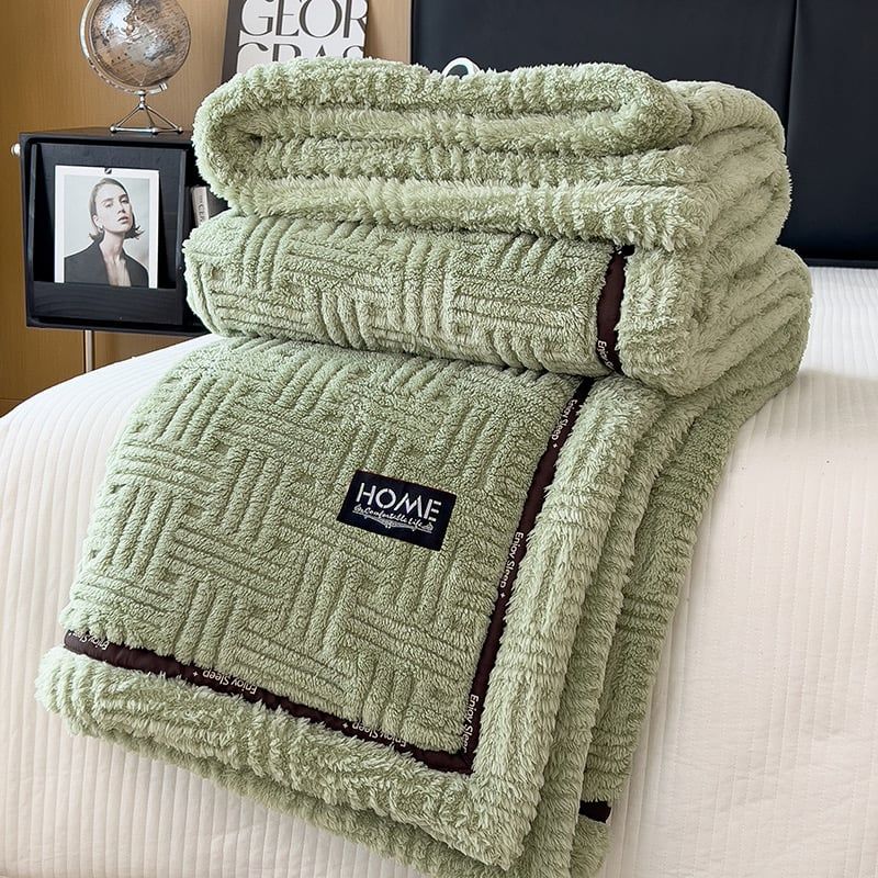 Home Text Wool Blanket Chăn lông cừu dệt nổi 3D 1,6kg | Matcha Green Trà Xanh