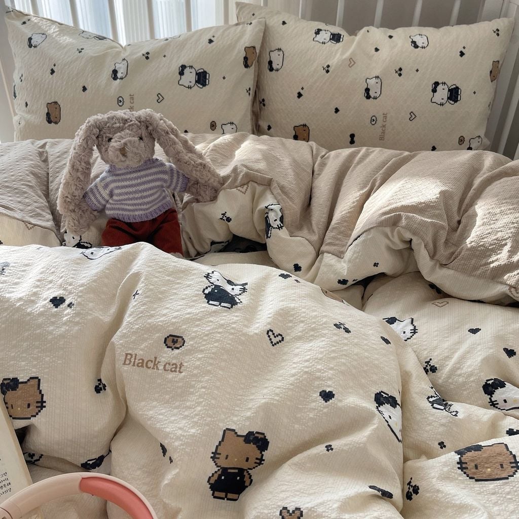 4Pcs PreCloud Linen | Set Đũi Xu Kem Style trẻ trung hiện đại | ID 4PCSPRECLOUD52