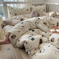 4Pcs PreCloud Linen | Set Đũi Xu Kem Style trẻ trung hiện đại | ID 4PCSPRECLOUD52