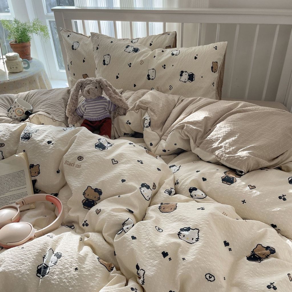 4Pcs PreCloud Linen | Set Đũi Xu Kem Style trẻ trung hiện đại | ID 4PCSPRECLOUD52