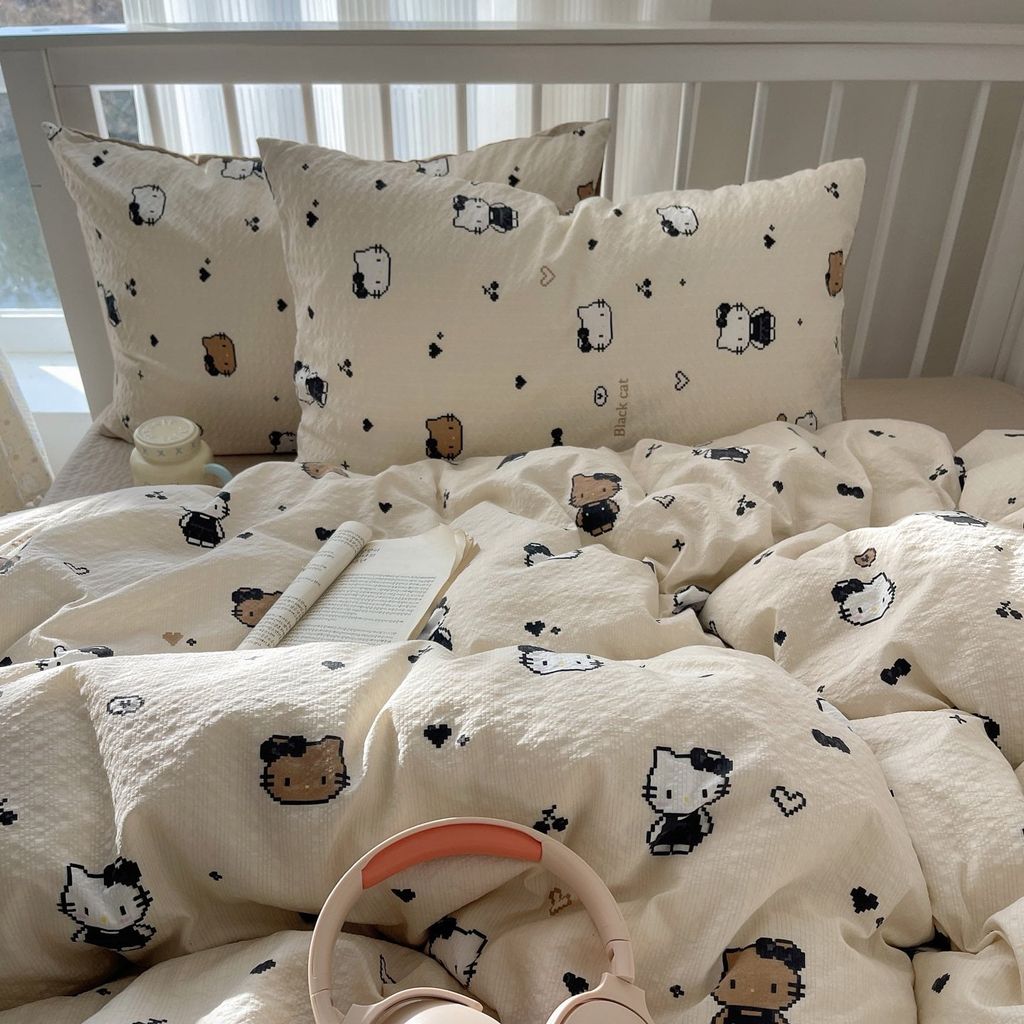 4Pcs PreCloud Linen | Set Đũi Xu Kem Style trẻ trung hiện đại | ID 4PCSPRECLOUD52