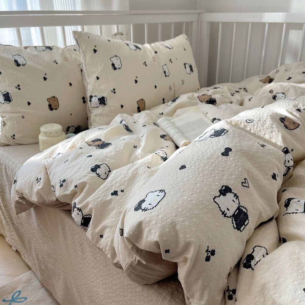 4Pcs PreCloud Linen | Set Đũi Xu Kem Style trẻ trung hiện đại | ID 4PCSPRECLOUD52