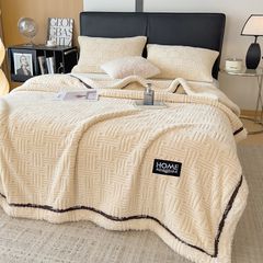 Home Text Wool Blanket | Chăn lông cừu dệt nổi 3D (1,6kg) | Trắng Sữa Ivory
