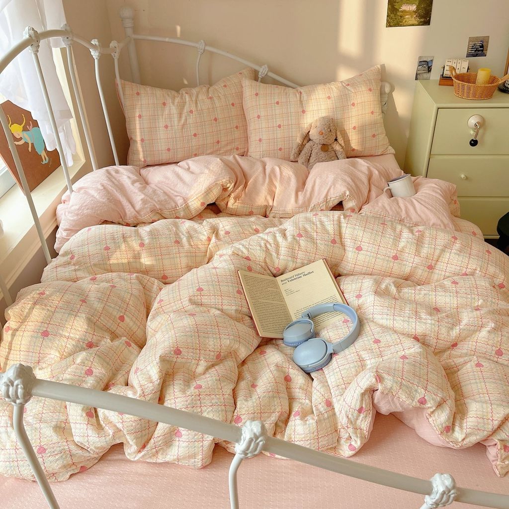 4Pcs PreCloud Linen | Set Đũi Xu Kem Style trẻ trung hiện đại | ID 4PCSPRECLOUD54