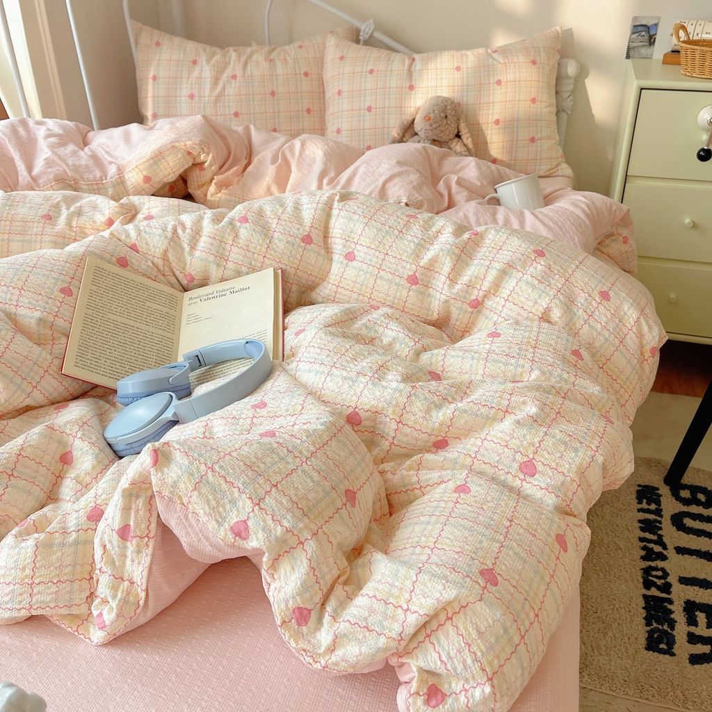 4Pcs PreCloud Linen | Set Đũi Xu Kem Style trẻ trung hiện đại | ID 4PCSPRECLOUD54