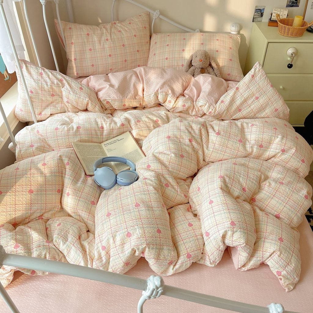 4Pcs PreCloud Linen | Set Đũi Xu Kem Style trẻ trung hiện đại | ID 4PCSPRECLOUD54