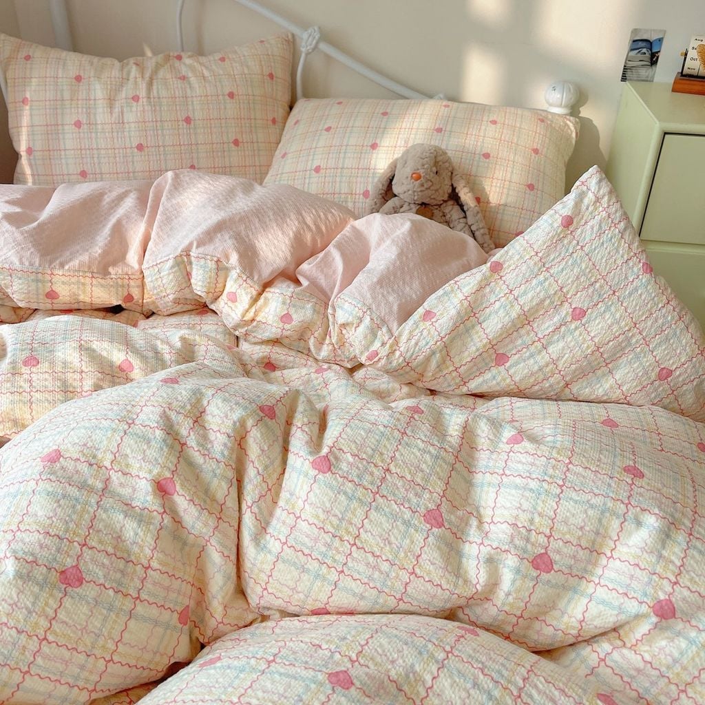 4Pcs PreCloud Linen | Set Đũi Xu Kem Style trẻ trung hiện đại | ID 4PCSPRECLOUD54