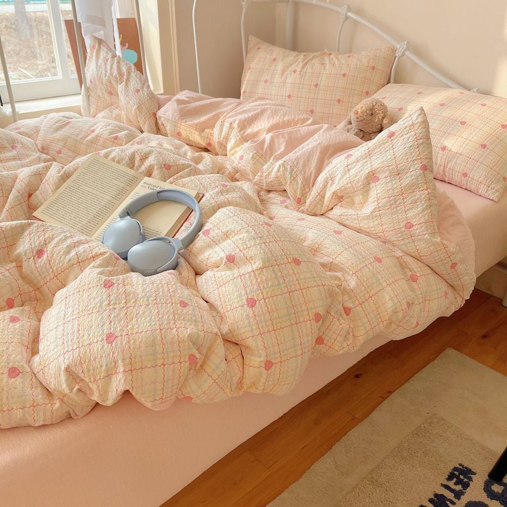 4Pcs PreCloud Linen | Set Đũi Xu Kem Style trẻ trung hiện đại | ID 4PCSPRECLOUD54