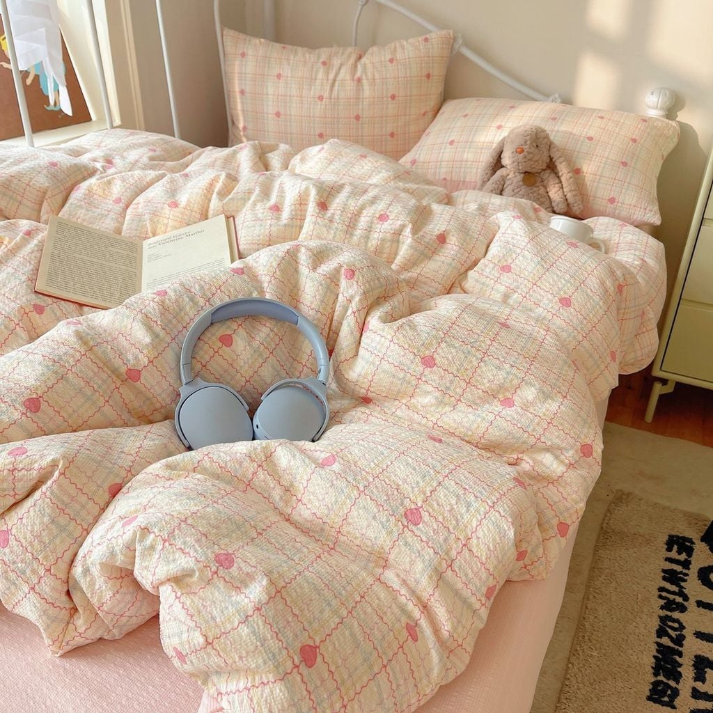 4Pcs PreCloud Linen | Set Đũi Xu Kem Style trẻ trung hiện đại | ID 4PCSPRECLOUD54