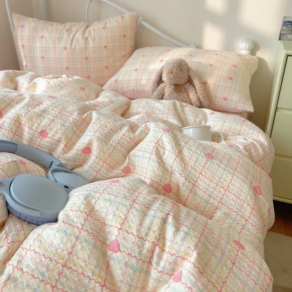 4Pcs PreCloud Linen | Set Đũi Xu Kem Style trẻ trung hiện đại | ID 4PCSPRECLOUD54