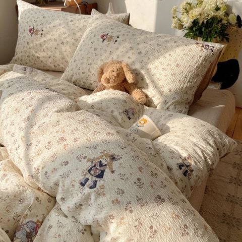 4Pcs PreCloud Linen | Set Đũi Xu Kem Style trẻ trung hiện đại | ID 4PCSPRECLOUD55