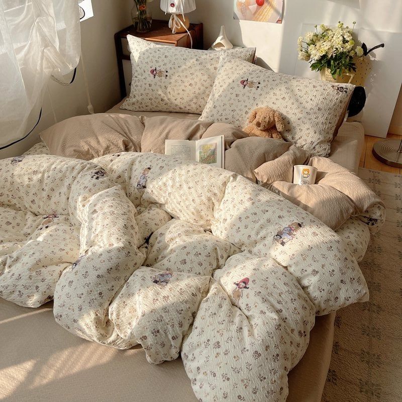 4Pcs PreCloud Linen | Set Đũi Xu Kem Style trẻ trung hiện đại | ID 4PCSPRECLOUD55