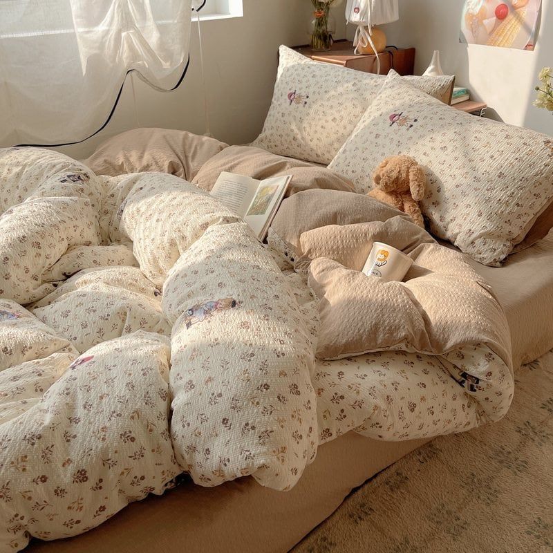 4Pcs PreCloud Linen | Set Đũi Xu Kem Style trẻ trung hiện đại | ID 4PCSPRECLOUD55