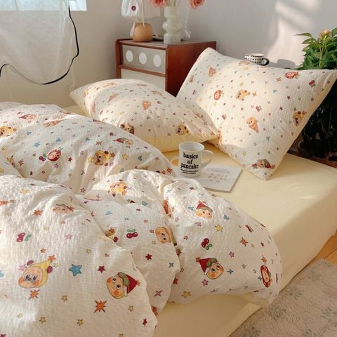 4Pcs PreCloud Linen | Set Đũi Xu Kem Style trẻ trung hiện đại | ID 4PCSPRECLOUD56