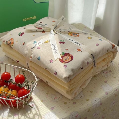 4Pcs PreCloud Linen | Set Đũi Xu Kem Style trẻ trung hiện đại | ID 4PCSPRECLOUD56