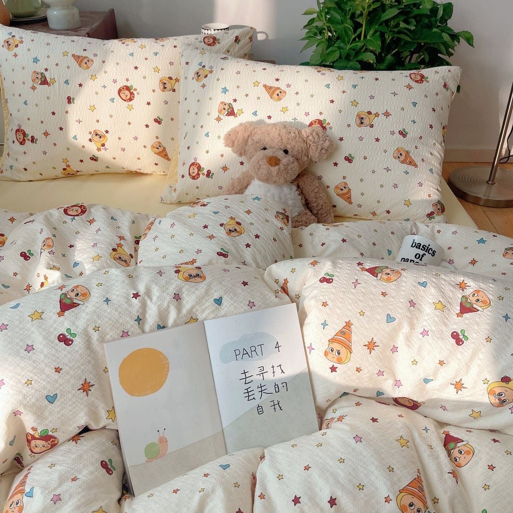 4Pcs PreCloud Linen | Set Đũi Xu Kem Style trẻ trung hiện đại | ID 4PCSPRECLOUD56