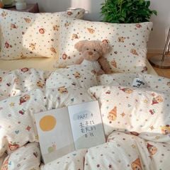 4Pcs PreCloud Linen | Set Đũi Xu Kem Style trẻ trung hiện đại | ID 4PCSPRECLOUD56