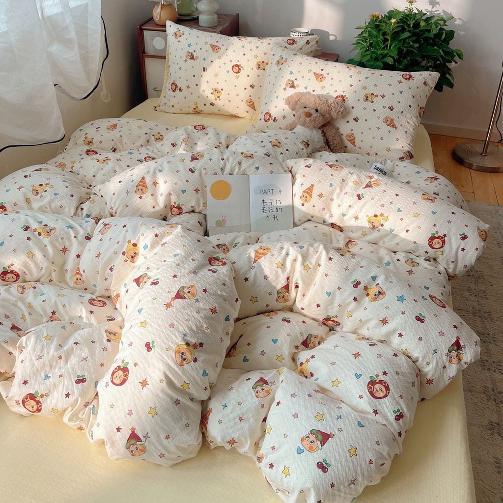 4Pcs PreCloud Linen | Set Đũi Xu Kem Style trẻ trung hiện đại | ID 4PCSPRECLOUD56
