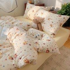 4Pcs PreCloud Linen | Set Đũi Xu Kem Style trẻ trung hiện đại | ID 4PCSPRECLOUD56