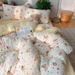 4Pcs PreCloud Linen | Set Đũi Xu Kem Style trẻ trung hiện đại | ID 4PCSPRECLOUD56