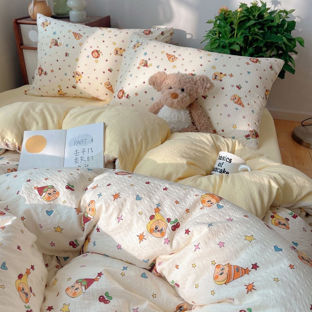 4Pcs PreCloud Linen | Set Đũi Xu Kem Style trẻ trung hiện đại | ID 4PCSPRECLOUD56