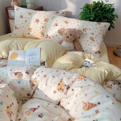 4Pcs PreCloud Linen | Set Đũi Xu Kem Style trẻ trung hiện đại | ID 4PCSPRECLOUD56