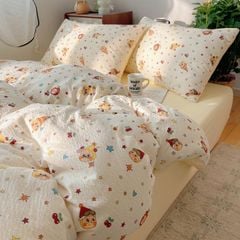 4Pcs PreCloud Linen | Set Đũi Xu Kem Style trẻ trung hiện đại | ID 4PCSPRECLOUD56