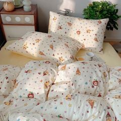 4Pcs PreCloud Linen | Set Đũi Xu Kem Style trẻ trung hiện đại | ID 4PCSPRECLOUD56