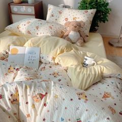 4Pcs PreCloud Linen | Set Đũi Xu Kem Style trẻ trung hiện đại | ID 4PCSPRECLOUD56