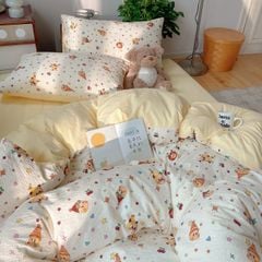 4Pcs PreCloud Linen | Set Đũi Xu Kem Style trẻ trung hiện đại | ID 4PCSPRECLOUD56
