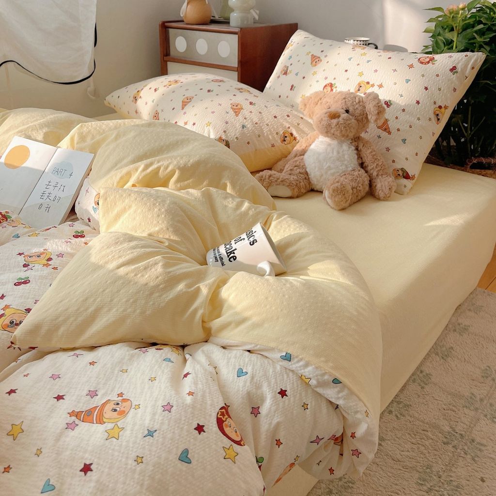 4Pcs PreCloud Linen | Set Đũi Xu Kem Style trẻ trung hiện đại | ID 4PCSPRECLOUD56