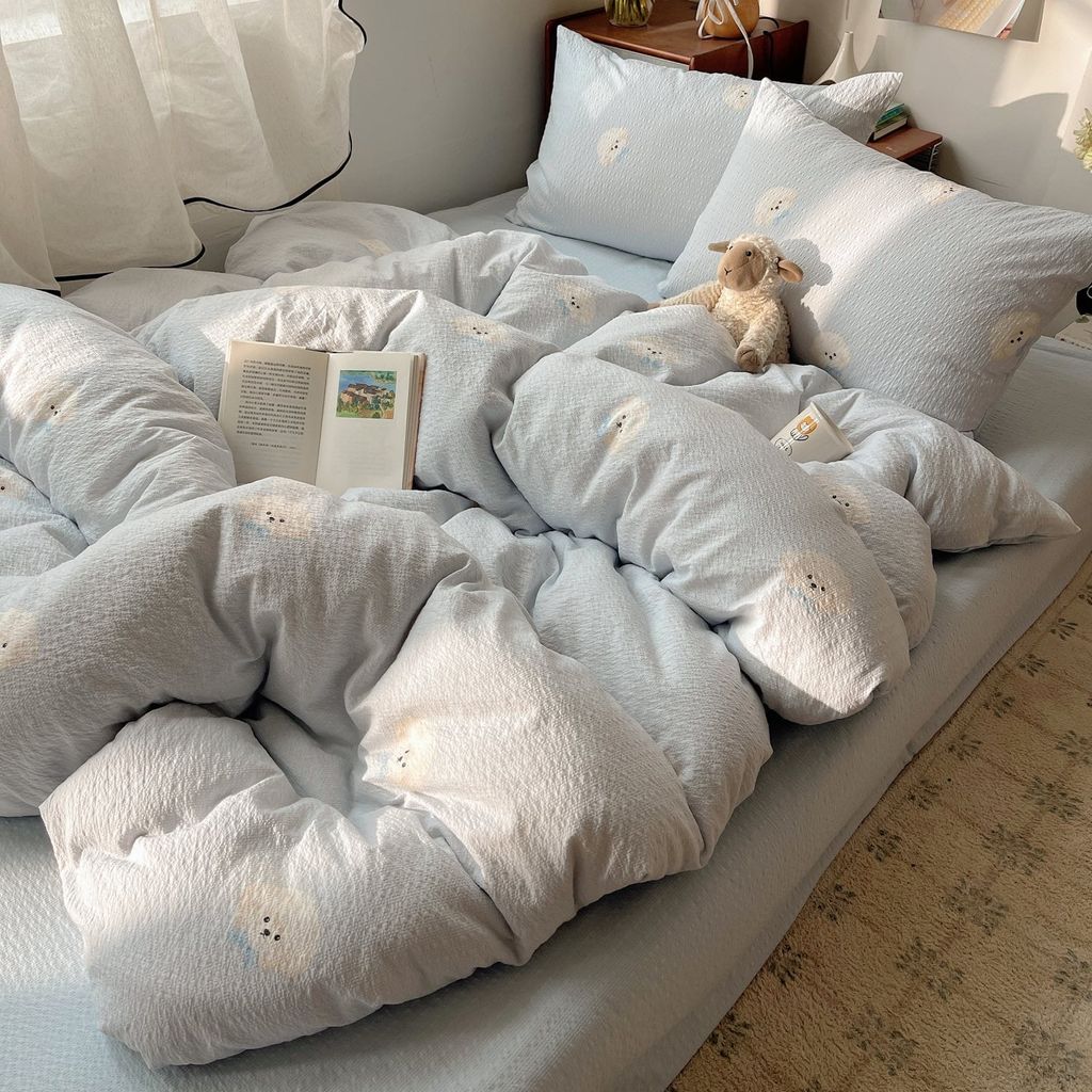 4Pcs PreCloud Linen | Set Đũi Xu Kem Style trẻ trung hiện đại | ID 4PCSPRECLOUD57